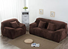Housse de canapé velours marron foncé MIDWAY | Extensible