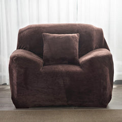 Housse de canapé velours marron foncé MIDWAY | Extensible