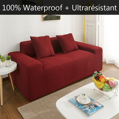 Housse de canapé imperméable rouge RIVERTON | Extensible