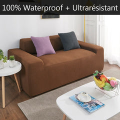 Housse de canapé imperméable marron clair RIVERTON | Extensible