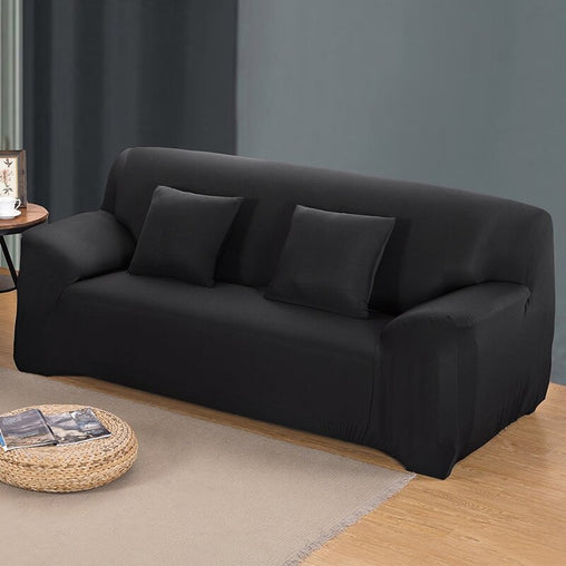 Housse de canapé noire extensible NEWTON | Ajustable