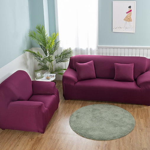 Housse de canapé extensible prune NEWTON  | Ajustable