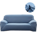 Canapé habillé de la housse extensible unie NEWTON gris bleu