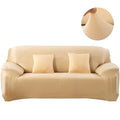 Canapé habillé de la housse extensible unie NEWTON beige