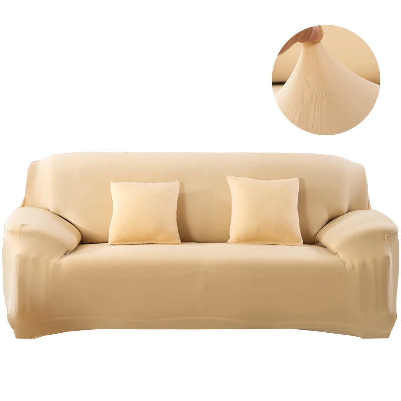 Canapé habillé de la housse extensible unie NEWTON beige