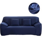 Canapé habillé de la housse extensible unie NEWTON marine