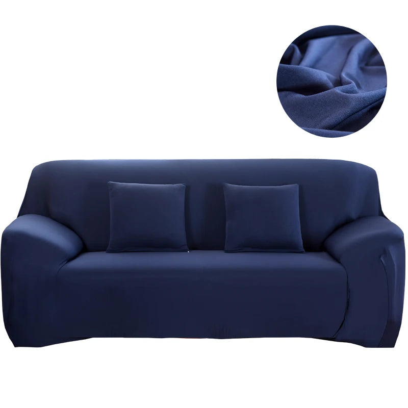 Canapé habillé de la housse extensible unie NEWTON marine