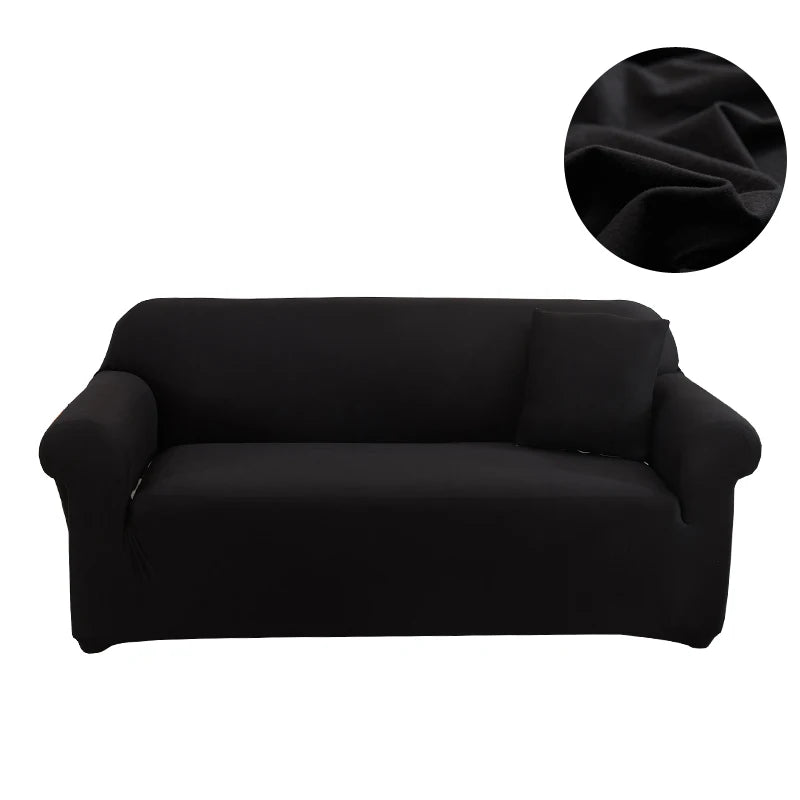 Canapé habillé de la housse extensible unie NEWTON noir