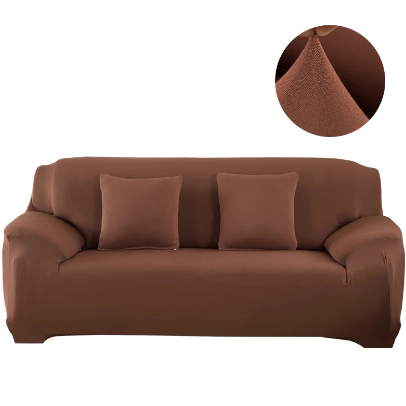 Canapé habillé de la housse extensible unie NEWTON café
