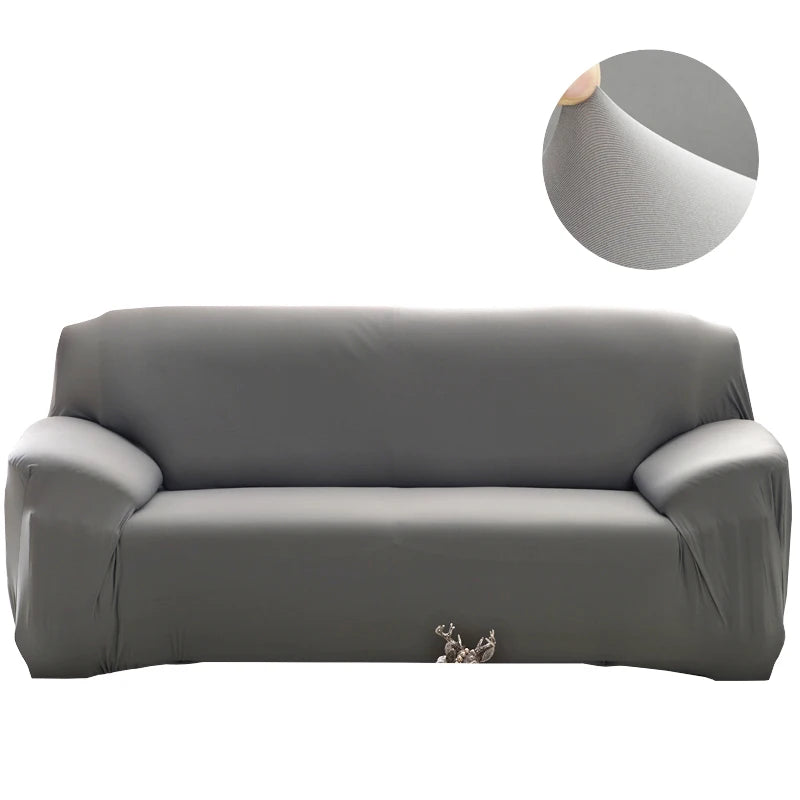 Canapé habillé de la housse extensible unie NEWTON gris foncé