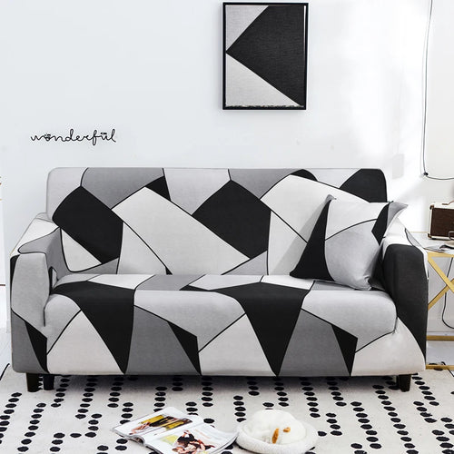 Housse de canapé à motifs HARLOW - Noir et Blanc