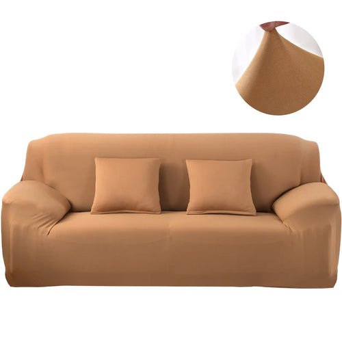 Canapé habillé de la housse extensible unie NEWTON café léger