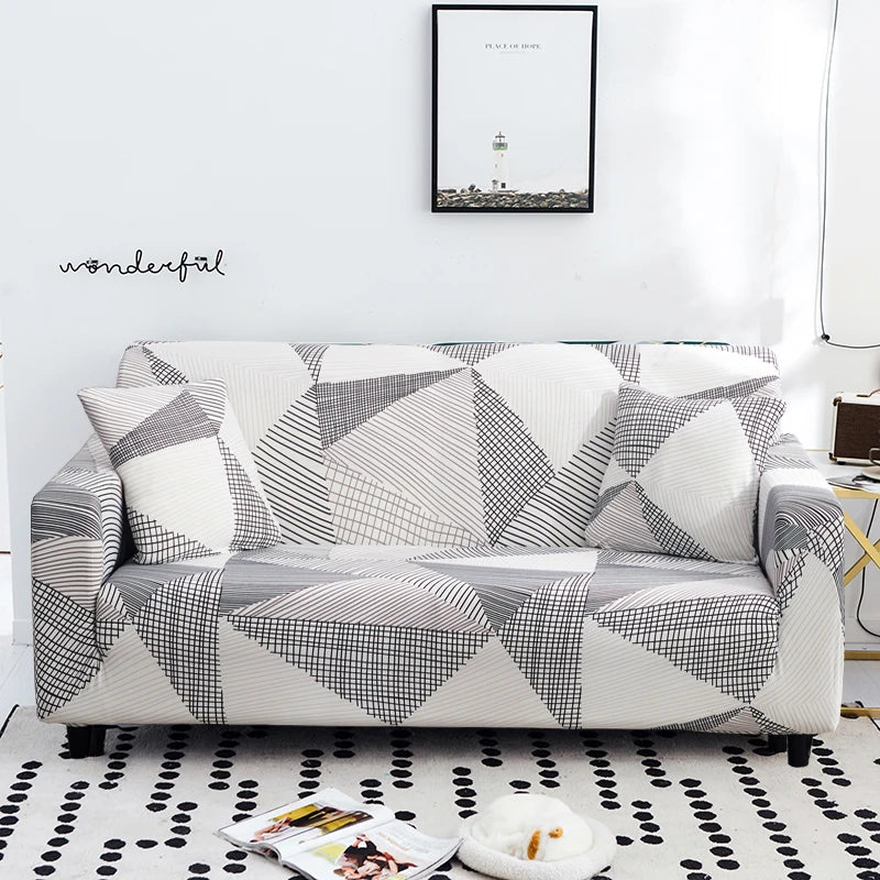 Housse de canapé à motifs HARLOW - Blanc