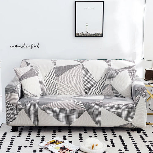 Housse de canapé à motifs HARLOW - Blanc