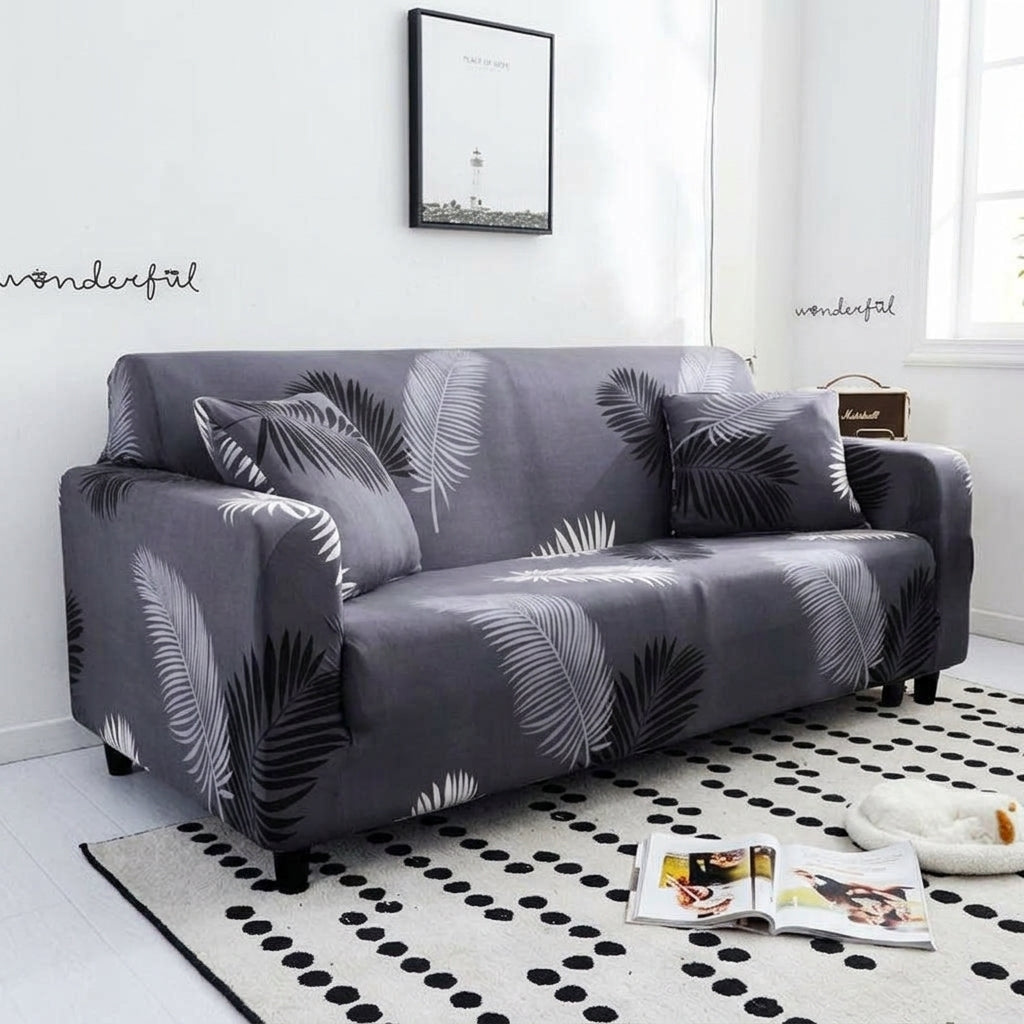 Housse de canapé à motifs HARLOW - Ardoise