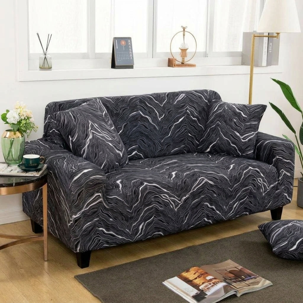 Housse de canapé à motifs WAVES - Noir