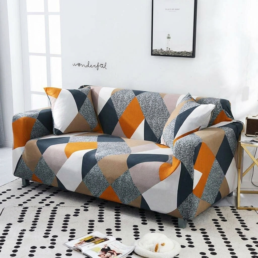 Housse de canapé à motifs HARLOW - Orange