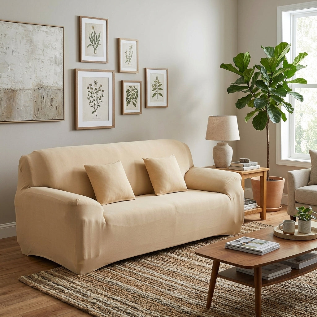 Housse de canapé extensible unie NEWTON – Beige