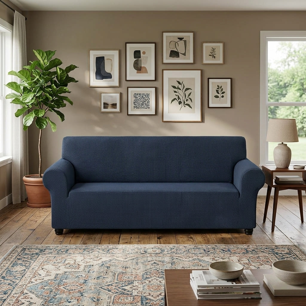 Housse de canapé imperméable unie RIVERTONE – Bleu marine