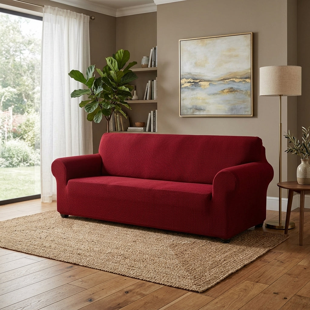 Housse de canapé imperméable unie RIVERTONE – Bordeaux