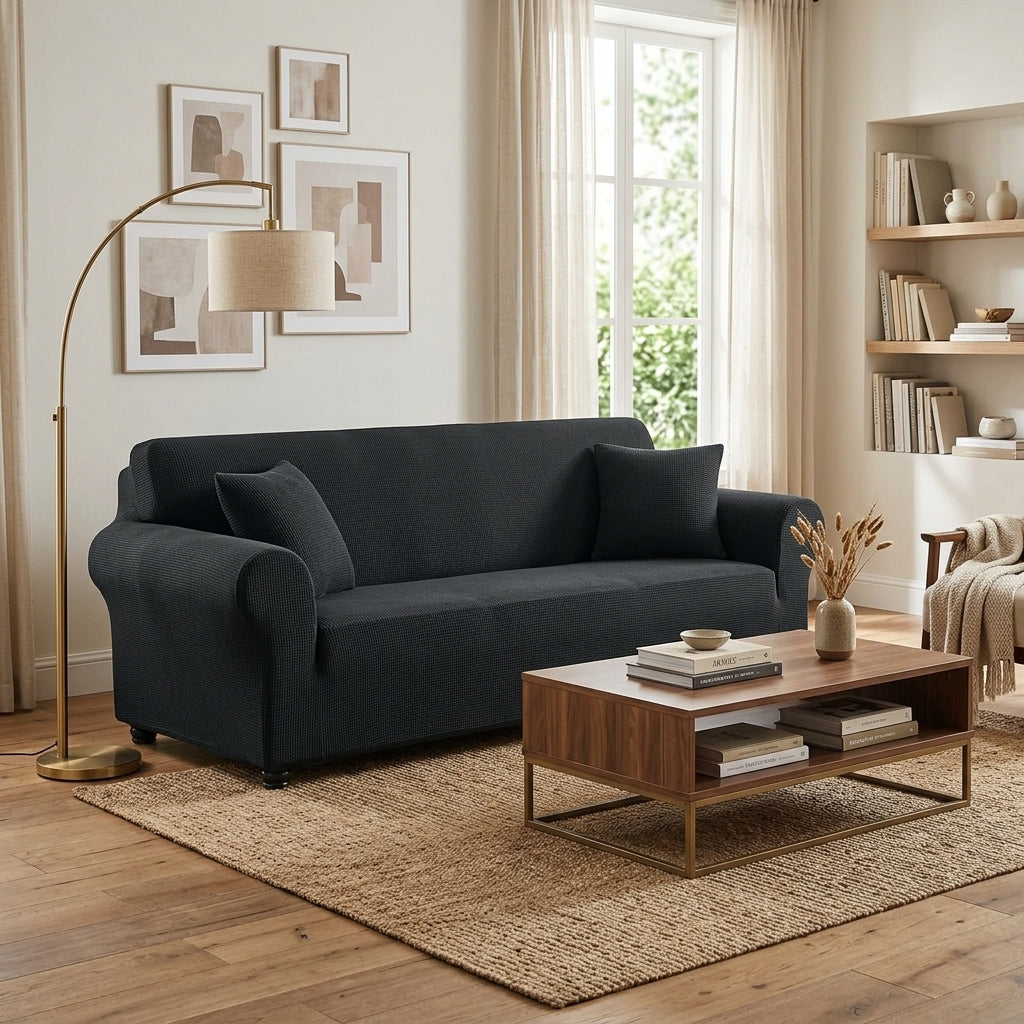Housse de canapé imperméable unie RIVERTONE – Noir