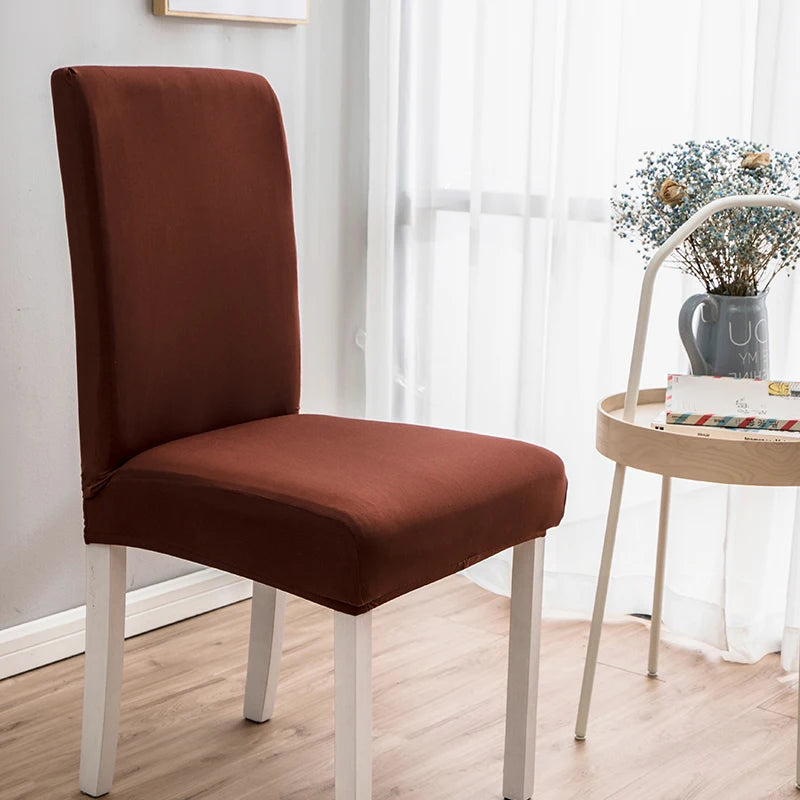 Housse de chaise extensible unie NEWTON marron
