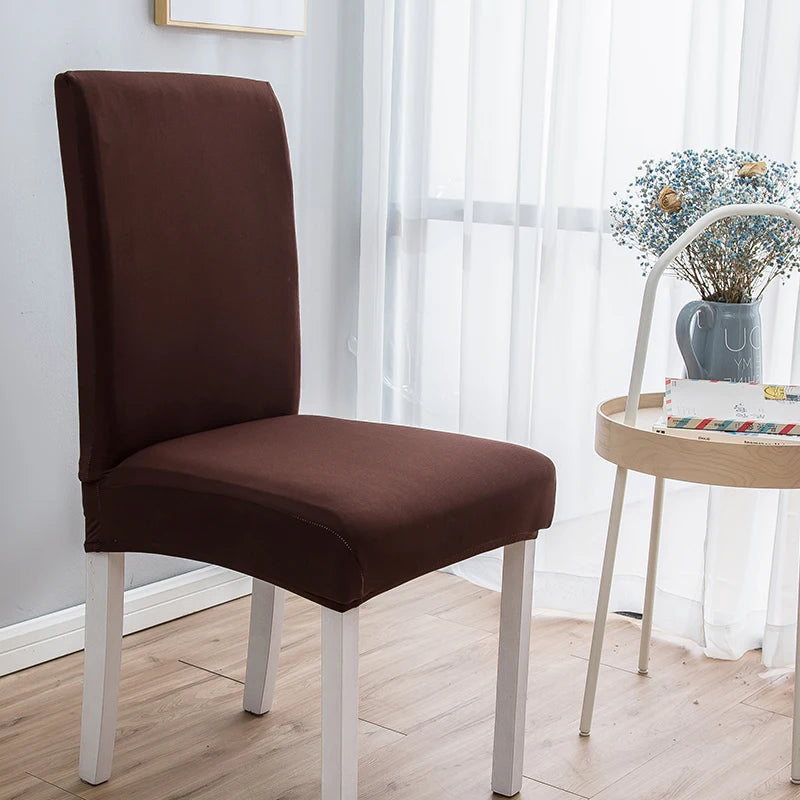 Housse de chaise extensible unie NEWTON chocolat