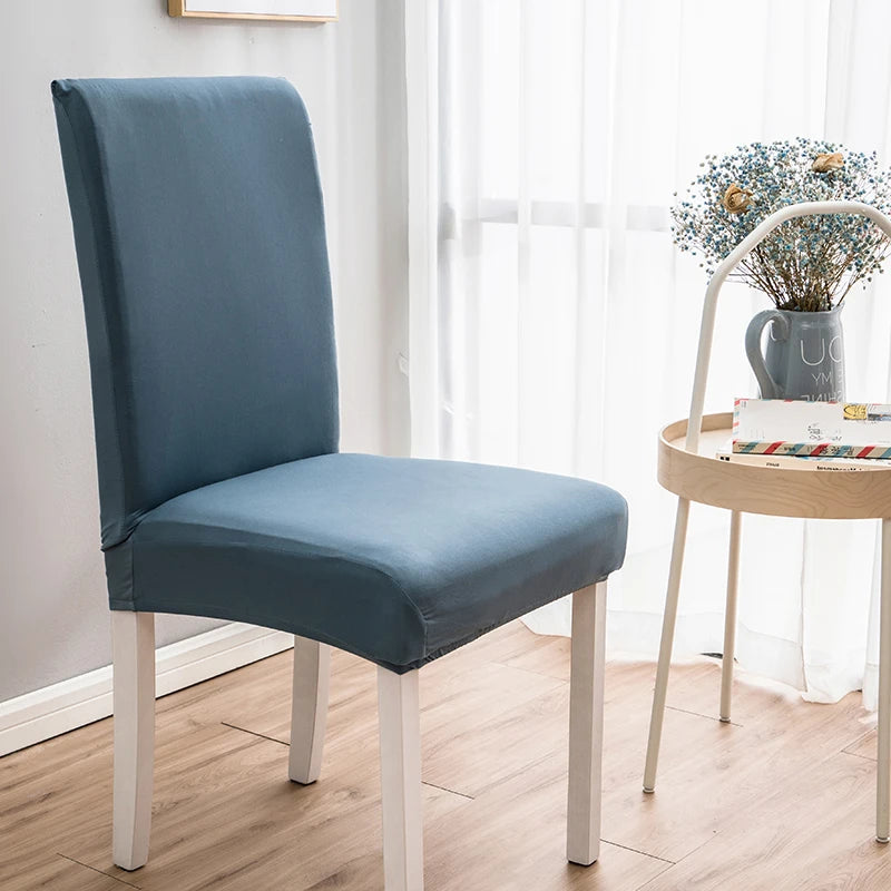 Housse de chaise extensible unie NEWTON gris bleu
