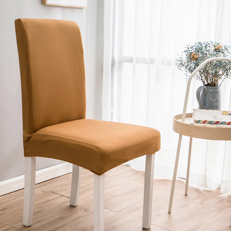 Housse de chaise extensible unie NEWTON camel