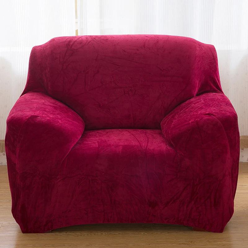 Housse de canapé velours unie MIDWAY bordeaux