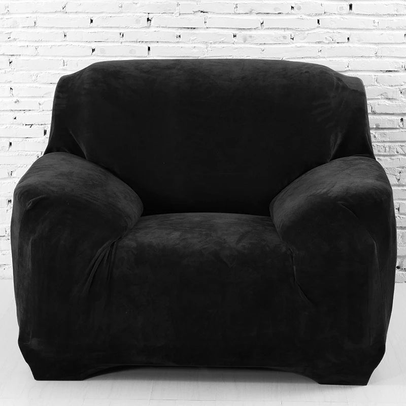 Housse de canapé velours unie MIDWAY noir