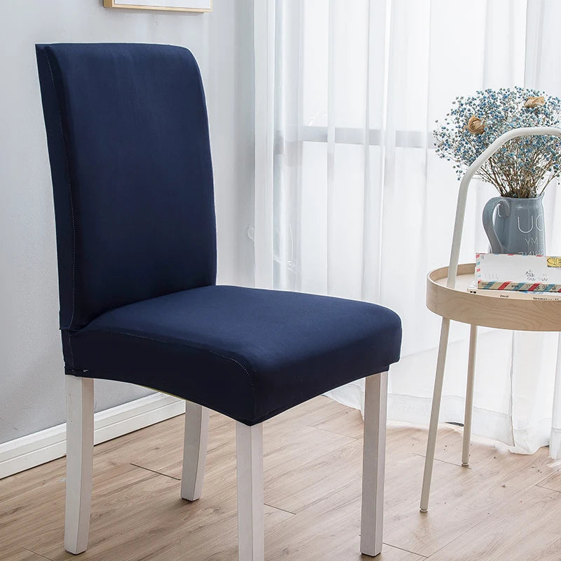 Housse de chaise extensible unie NEWTON bleu marine