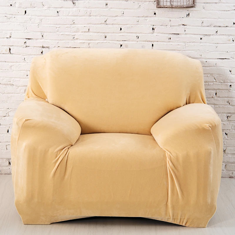 Housse de canapé velours unie MIDWAY beige