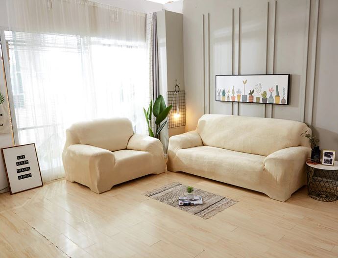 Housses de canapé et de fauteuil velours MIDWAY ivoire